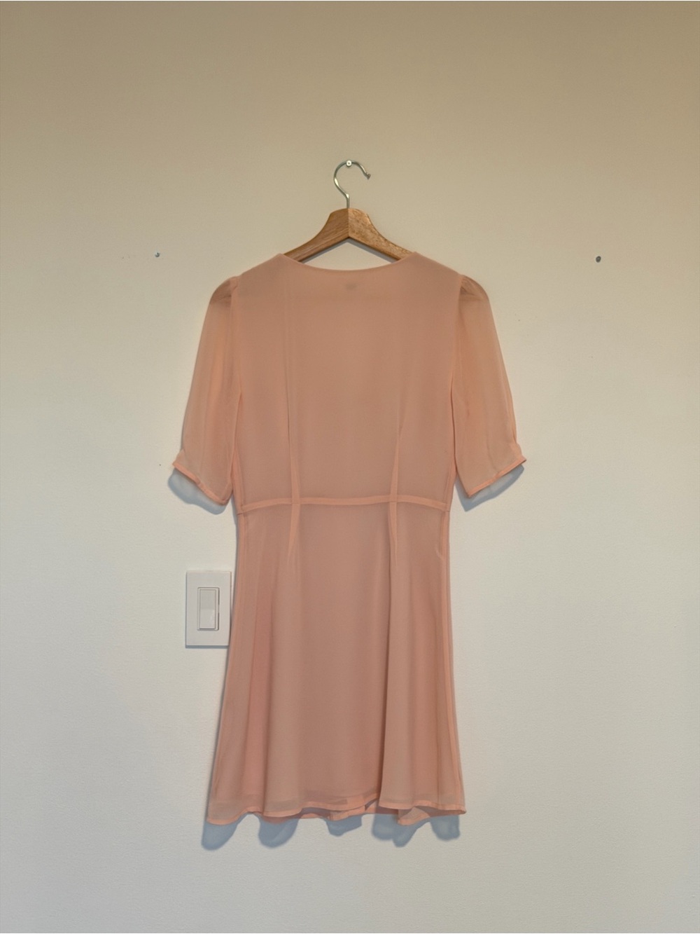 Aritzia Wilfred Freya babydoll dress Chiffon  Button Front Rose Pink 4 - Picture 6 of 6